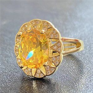 Imitation yellow diamond open ring